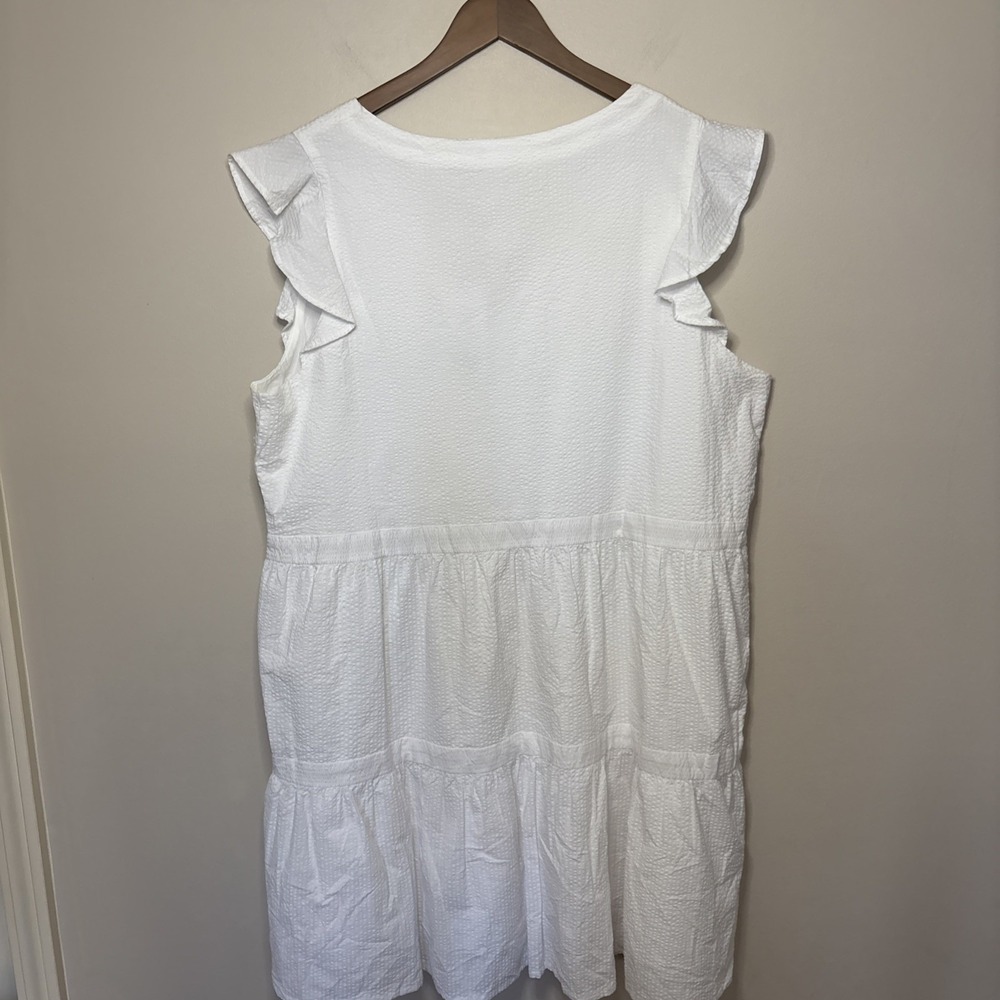 NWT Southern Tide Evelyn Searsucker Tiered Dress White XL Flutter Sleeve - Picture 4 of 8